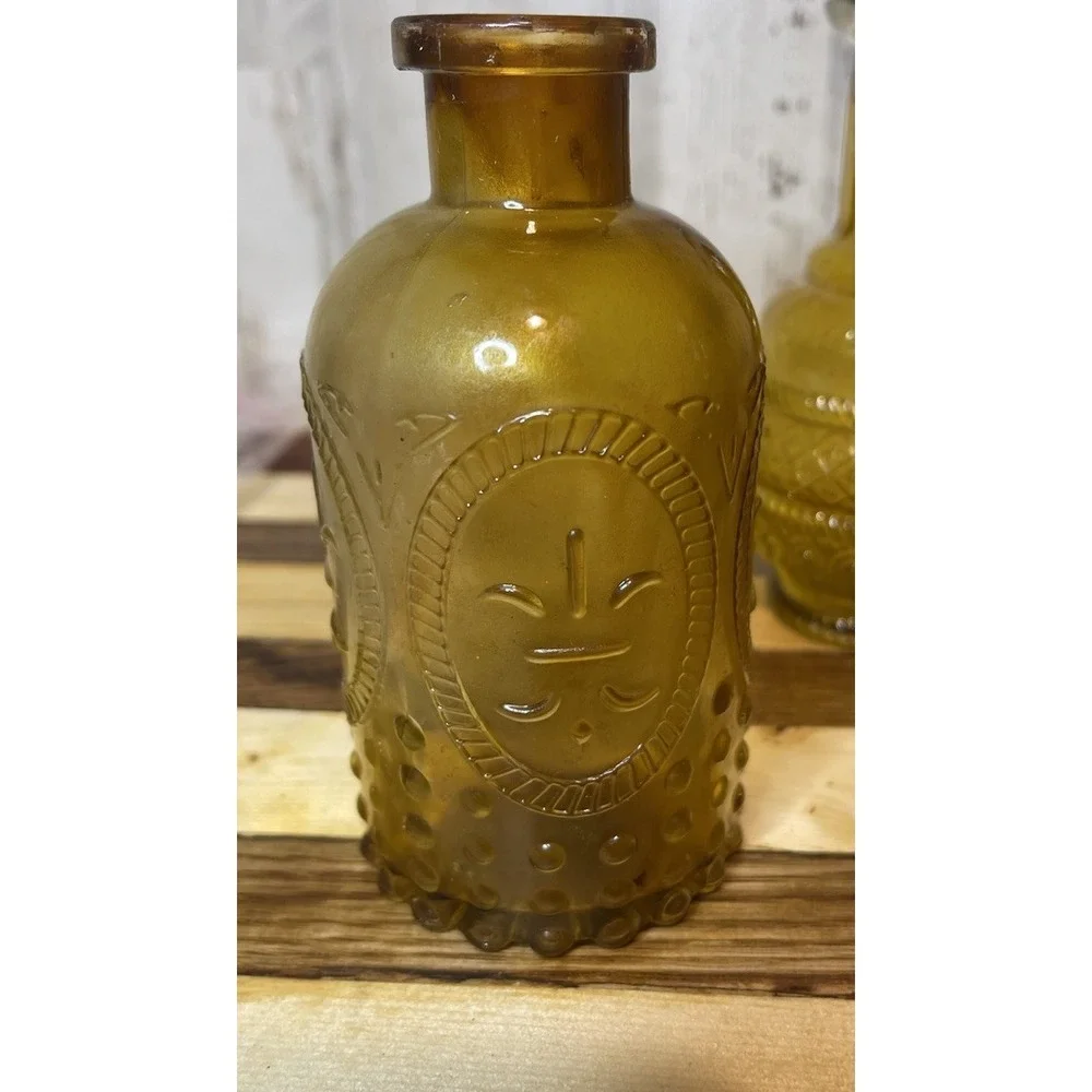 Vintage Set Of 3 Light Colored Amber Glass Bud Vases 5.5